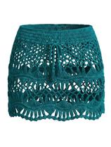 Saia encoberta CUPSHE, crochê, cordão, malha azul pavão, XL