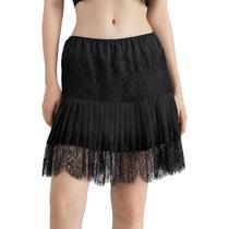Saia Engofs Y2k Lace Slip Mini Ruffle plissada preta fluida
