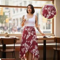 Saia Envelope Elegance Estampada Leveza, Charme e Sofisticação Vermelho Saia Envelope Elegance Estampada Leveza, Charme e Sofisticação Vermelho