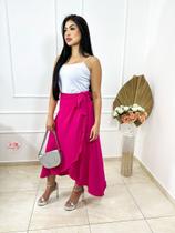 Saia Envelope Longa Transpassada De Amarrar Várias Cores