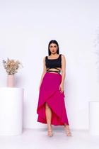 Saia Envelope Midi Longa Transpassada - Veste Do 36 ao 44 ROSA