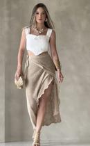 Saia Envelope Midi Transpassada Leve e Sofisticada