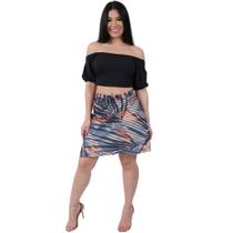 Saia Envelope Transpassada Estampada Curta Feminina Catwalk Estampa 01 Saia Envelope Transpassada Estampada Curta Feminina Catwalk Estampa 01