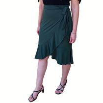 Saia Envelope Transpassada Feminina Amarração Fenda Laço Saia Envelope Transpassada Feminina Amarração Fenda Laço