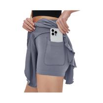Saia Esportiva Feminina De Cintura Alta Com Bolso De Segurança E Cós Respirável Para Tênis, Yoga E Saia Esportiva Feminina De Cintura Alta Com Bolso De Segurança E Cós Respirável Para Tênis, Yoga E
