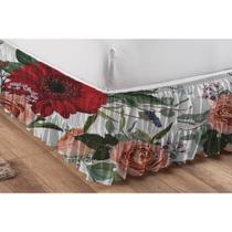 Saia Estampada Floral Para Cama Box Casal,Queen E King Size