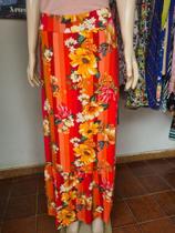 Saia estampada longa com babado Saia estampada longa com babado