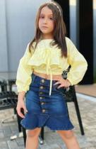 Saia Estilo Secretaria Jeans