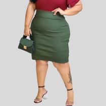Saia Evangélica Igreja Moda Plus Size Feminina Verde Militar