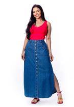 Saia Evangélica Longa Jeans Cós Com Elástico Saia Evangélica Longa Jeans Cós Com Elástico