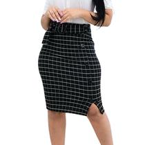 Saia Evangélica Social Cinto E Botões Elegante