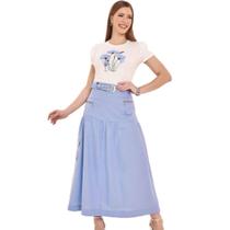 Saia evase em linho cos com fivela fascinius