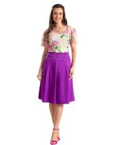 Saia evase sarja collor roxa laura rosa Saia evase sarja collor roxa laura rosa