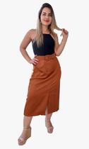 Saia Fashion Alfaiataria Longa c/ Cinto e Bolsos - Cod. 03