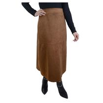 Saia Feminina Averzzy Midi Suede Marrom - 6412