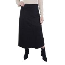 Saia Feminina Averzzy Midi Suede Preta - 6412