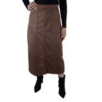 Saia Feminina Averzzy Suede Midi Marrom - 6804