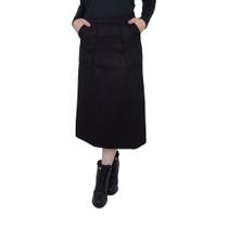 Saia Feminina Averzzy Suede Midi Preta - 5072 Saia Feminina Averzzy Suede Midi Preta - 5072