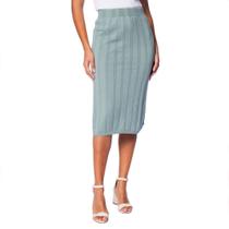 Saia Feminina Biamar Reta Midi Trançada Algodão Verde