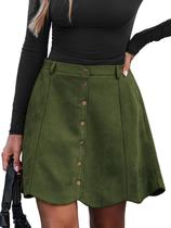 Saia feminina CUPSHE, cintura alta, mini botões, bolso Saia feminina CUPSHE, cintura alta, mini botões, bolso