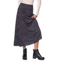 Saia Feminina Endless Midi Poá Preto/Branco Saia Feminina Endless Midi Poá Preto/Branco