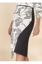 Saia feminina Estampada Lápis Acetinada Com Transpasse