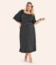 Saia Feminina Estampada Super Midi Secret Glam Preto