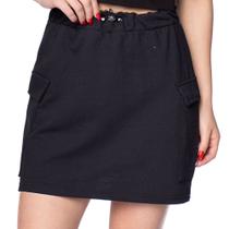 Saia Feminina Fore Curta em Moletom com Bolso Cargo Preto