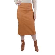 Saia Feminina Infini Midi Marrom Caramelo - 84197 Saia Feminina Infini Midi Marrom Caramelo - 84197