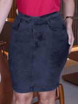 Saia Feminina Jeans Lapis Botão Encapado Saia Feminina Jeans Lapis Botão Encapado