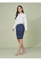 Saia feminina Jeans Tradicional Com Termocolante