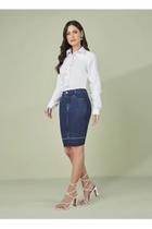 Saia feminina Jeans Tradicional Com Termocolante - Titanium Jeans