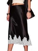 Saia feminina KateModa, cetim, cintura alta, seda, preta, S Saia feminina KateModa, cetim, cintura alta, seda, preta, S