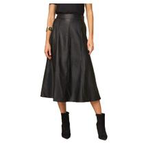 Saia Feminina Lado Avesso Com Bolso Midi Preta - L12717