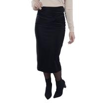 Saia Feminina Lado Avesso Long Midi Preta - L12461