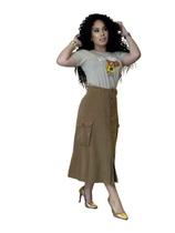 Saia feminina longa collor tecido sem lycra Saia feminina longa collor tecido sem lycra