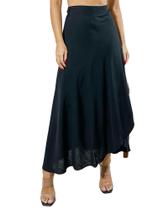 saia feminina longa envelope de viscolinho com forro com fenda lateral