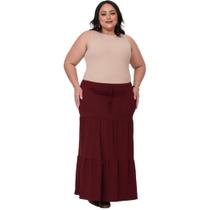 Saia Feminina Longa Evangélica Camadas Senhoras Babados