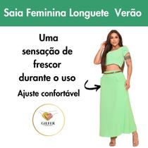 Saia Feminina Longa Longuete Midi Casual Duna Com cinto GG - Veste 44