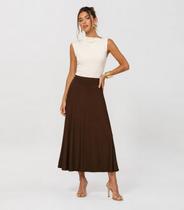 Saia Feminina Midi Evase Dianna Marrom
