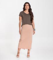 Saia Feminina Midi Infinita Cor Marrom Saia Feminina Midi Infinita Cor Marrom