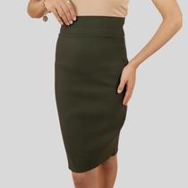 Saia Feminina Midi Justa Lápis De Bengaline Social Tendência Verde Saia Feminina Midi Justa Lápis De Bengaline Social Tendência Verde