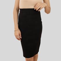 Saia Feminina Midi Lápis Cintura Alta Preta Saia Feminina Midi Lápis Cintura Alta Preta