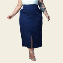 Saia Feminina Midi Plus Size Evangélica Cintura Alta Tendência