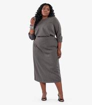 Saia Feminina Midi Twill Plus Size Secret Glam Cinza