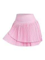 Saia feminina plissada de cintura alta Skort para ioga com shorts