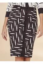 Saia feminina Preta Estampada Lápis