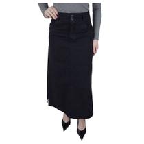 Saia Feminina Recuzza Jeans Longa Preta - 11020