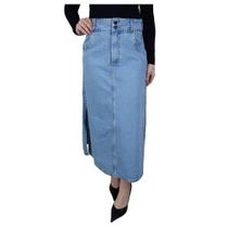 Saia Feminina Recuzza Longa Jeans Claro - 11020 Saia Feminina Recuzza Longa Jeans Claro - 11020