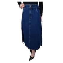 Saia Feminina Recuzza Longa Jeans Escuro - 11020